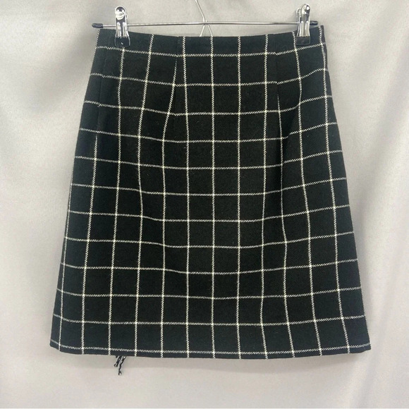 Uniqlo x Ines De La Fressange Wool Blend Fringe Windowpane Wrap Skirt 0 - Picture 3 of 8